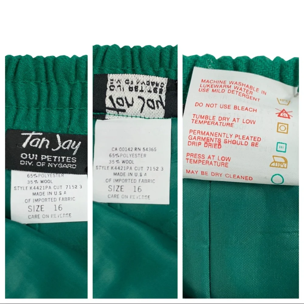 Vintage Kelly Green Wool Blend Pencil Skirt with Pockets made by TanJay Petites.